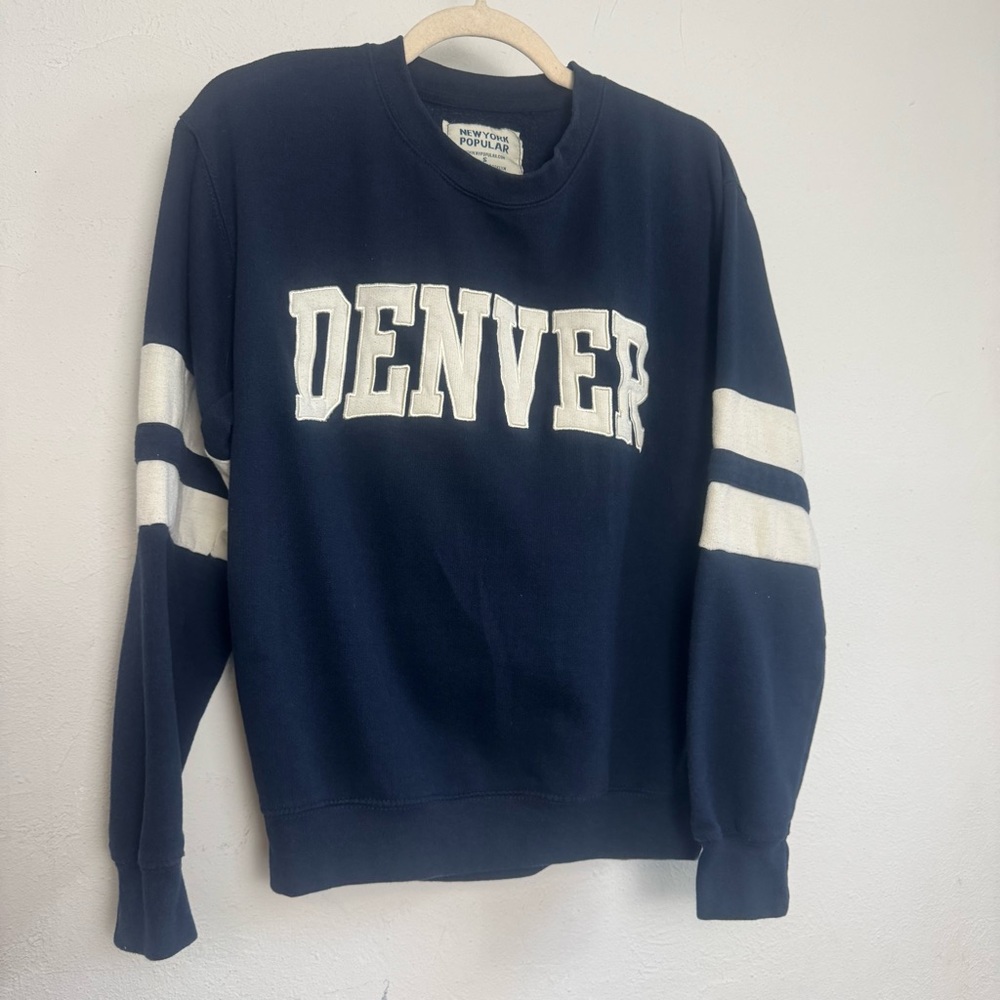 New York Popular Women's Navy 'Denver' Crewneck Sweatshirt